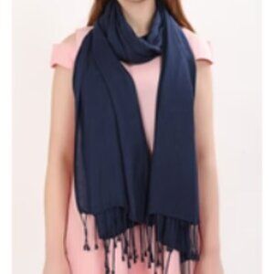 Women’s Solid Navy Blue Viscose Scarf Shawl Wrap | All-Season Versatile Accessor